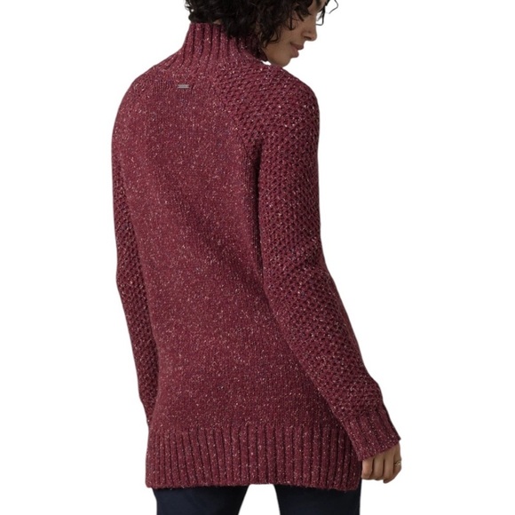 Prana Purple Ibid Long Sleeve Turtleneck Sweater Tunic Wool Recycled Silk XS - Picture 2 of 11